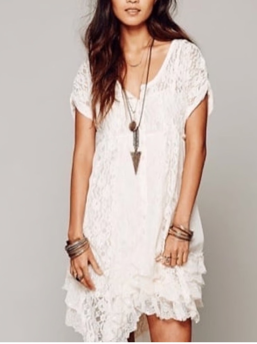 Free people prairie ruffle dress Ivory